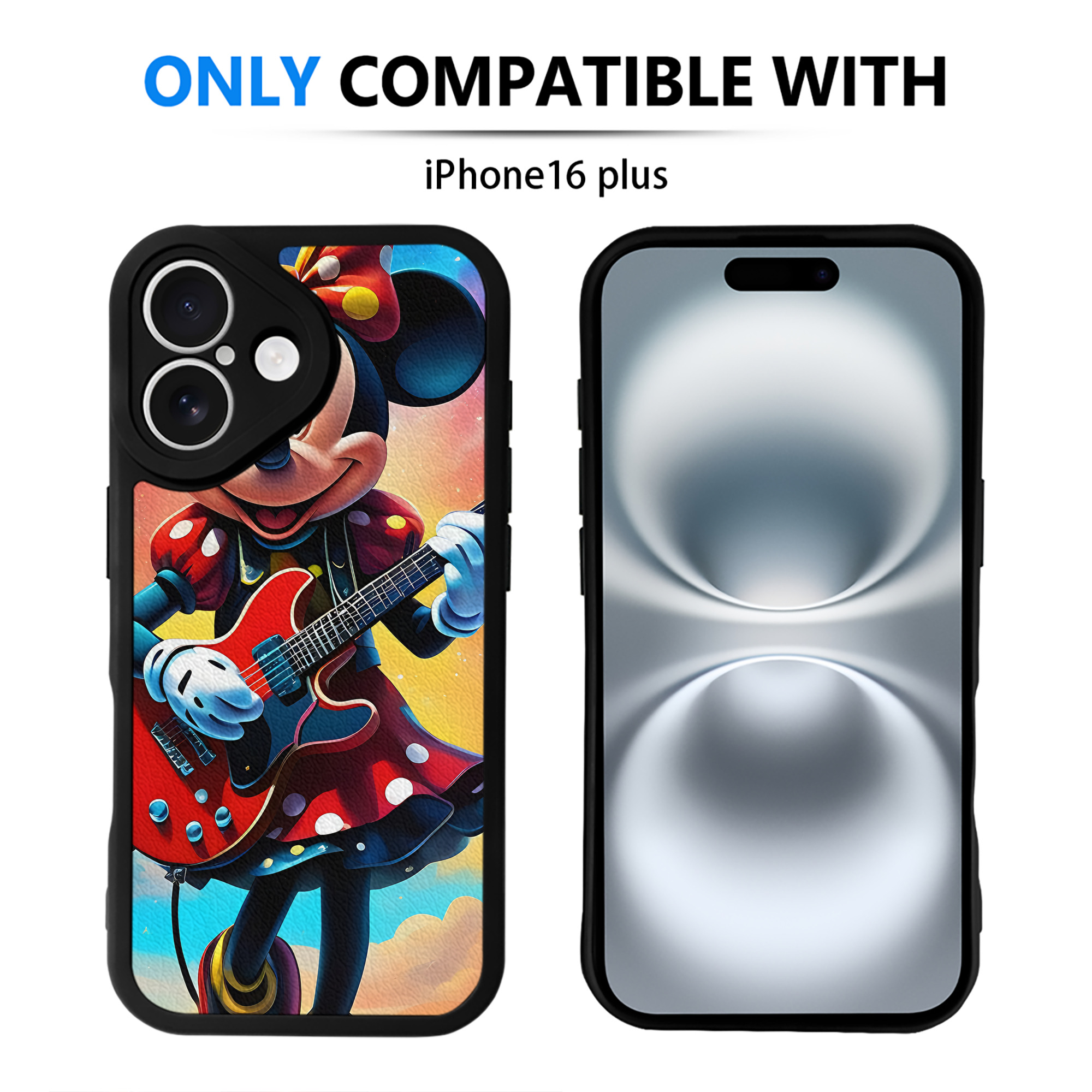 （画像用） ミッキーマウス Mickey Mouse 【iPhone 16シリーズ対応】シリコンスマホケース（レザー調） 材質：シリコン
